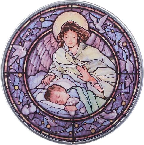 Stained Glass Panel - Little Girl Guardian Angel Stained Glass Window Hangings - Art Glass Window Treatments in Saudi Arabia