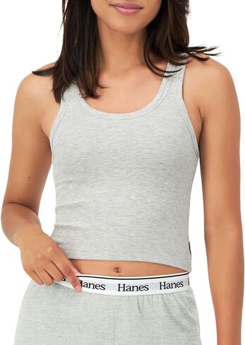 قميص Hanes للسيدات Originals Rib Tank مكون من قطعتين، قطعة علوية مريحة من القطن المطاطي in Kuwait
