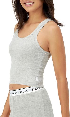 قميص Hanes للسيدات Originals Rib Tank مكون من قطعتين، قطعة علوية مريحة من القطن المطاطي in Kuwait