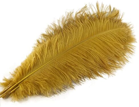 Sowder 5pcs Ostrich Feathers 16-18inch(40-45cm) Home Wedding Decoration (Gold) in Kuwait