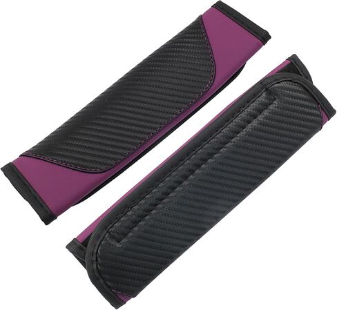 قطعتان من غطاء حزام مقعد السيارة من ألياف الكربون وأغطية حزام الأمان ووسادة الكتف وأغطية حزام الكتف ووسادة حزام الأمان المتوافقة مع السيارات (أحمر خمري) in Kuwait