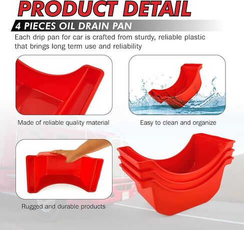 4 قطع من وعاء تصريف الزيت للعجلات، شاحنة بلاستيكية ووعاء عجلة مقطورة، وعاء تنقيط زيت قابل لإعادة الاستخدام للعجلات in Kuwait