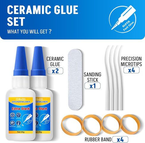 Ceramic Glue Repair Kit, 35g X 2, Clear Liquid, Strong Bonding Adhesive for Porcelain, Pottery, Clay, Glass, Plastic, Metal, Rubber Repair in Saudi Arabia