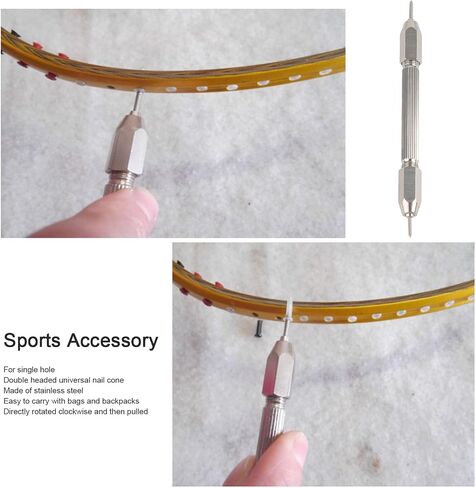 Badminton Racket Threading Tool, Stainless Steel Racket Eyelets Grommets Nail Cone Tool, Double Headed Badminton Racket Nail Cone for Sports in Saudi Arabia