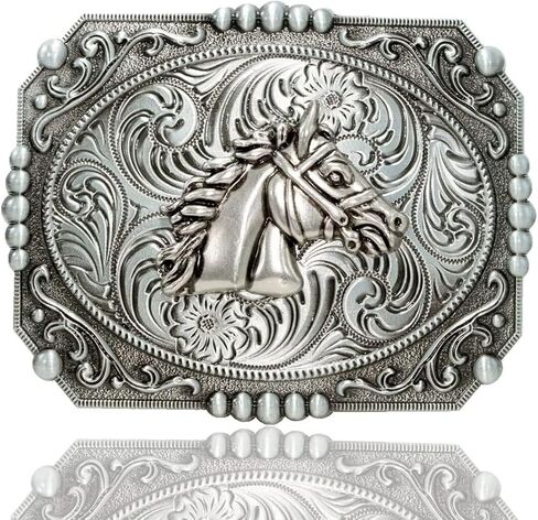 Belt Buckle With Cowboy Western Horse & Bull Animal Symbol Acanthus Patterns Clothing Accessories in Kuwait