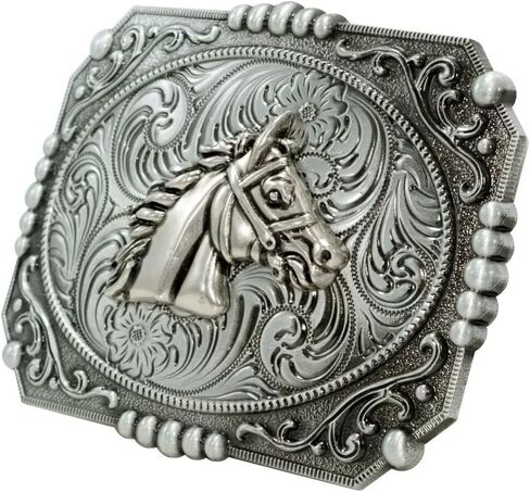 Belt Buckle With Cowboy Western Horse & Bull Animal Symbol Acanthus Patterns Clothing Accessories in Kuwait