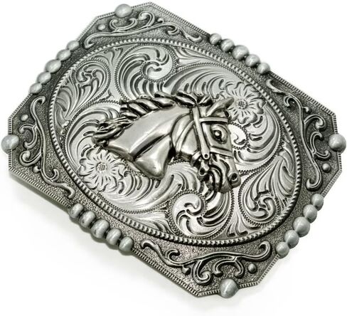 Belt Buckle With Cowboy Western Horse & Bull Animal Symbol Acanthus Patterns Clothing Accessories in Kuwait