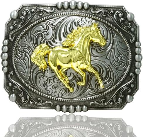 Belt Buckle With Cowboy Western Horse & Bull Animal Symbol Acanthus Patterns Clothing Accessories in Kuwait
