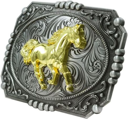 Belt Buckle With Cowboy Western Horse & Bull Animal Symbol Acanthus Patterns Clothing Accessories in Kuwait