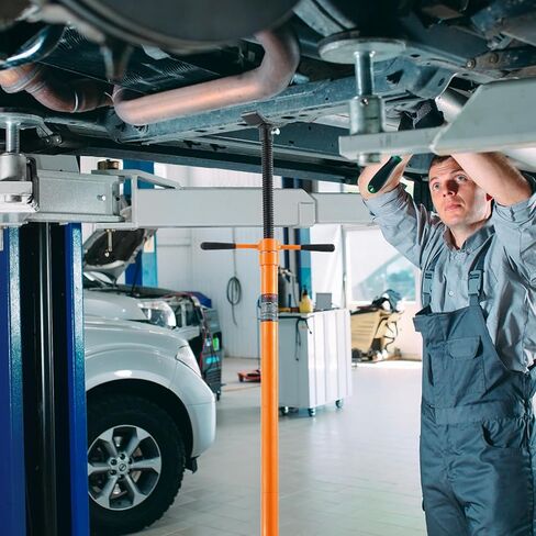 Bestauto Underhoist Stand 3/4 Ton Capacity Pole Jack Heavy Duty Jack Stand Car Support Jack Lifting from 38.4" to 74.8", Triangular Base, Two Wheels, Easy Adjustment, Automotive Support, Red in Kuwait