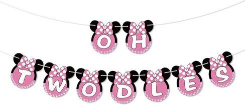 لافتة Talorine Oh Twodles، ديكور حفلات عيد الميلاد الثاني السعيد للفتيات، لوازم تزيين حفلات عيد الميلاد الثاني باللون الوردي ميني ماوس in Kuwait
