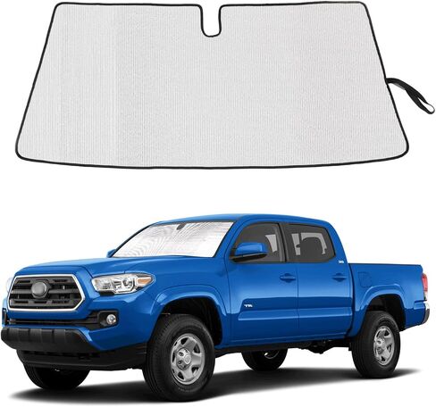 مظلة أمامية للزجاج الأمامي لملحقات Toyota Tacoma 2006-2024، مظلة شمسية للزجاج الأمامي، واقي من الشمس عاكس قابل للطي، غطاء درع الشاشة، واقي للأشعة فوق البنفسجية، درع حراري يحافظ على برودة سيارتك in Saudi Arabia