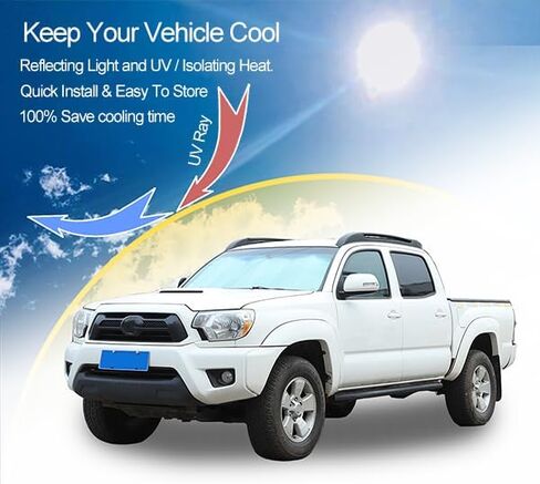 مظلة أمامية للزجاج الأمامي لملحقات Toyota Tacoma 2006-2024، مظلة شمسية للزجاج الأمامي، واقي من الشمس عاكس قابل للطي، غطاء درع الشاشة، واقي للأشعة فوق البنفسجية، درع حراري يحافظ على برودة سيارتك in Saudi Arabia