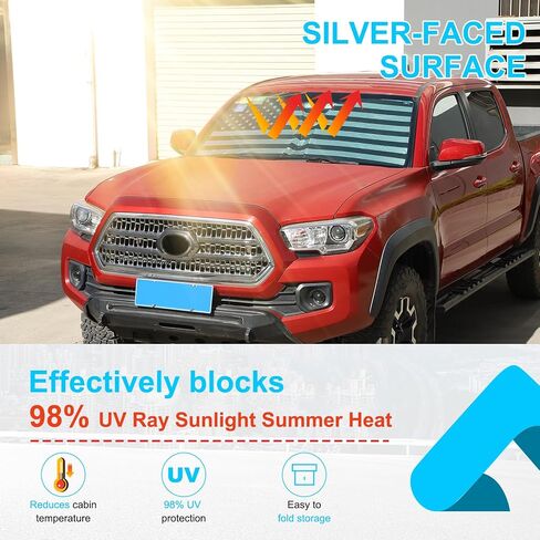 مظلة أمامية للزجاج الأمامي لملحقات Toyota Tacoma 2006-2024، مظلة شمسية للزجاج الأمامي، واقي من الشمس عاكس قابل للطي، غطاء درع الشاشة، واقي للأشعة فوق البنفسجية، درع حراري يحافظ على برودة سيارتك in Saudi Arabia