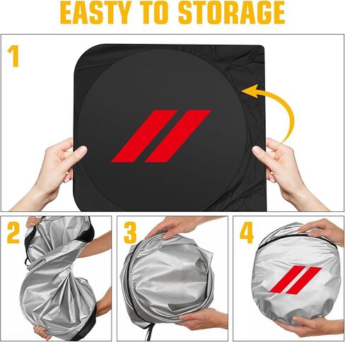 Car Windshield Sun Shade for Dodge Charger/Challenger/Durango | Blocks UV Rays and Heats Front Window Sunshade | Car Sun Visor Protector Cover for Most Dodge Cars Accessories 64""x32"", Red- in Saudi Arabia