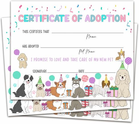 Pet Adoption Certificate, Vintage Animal Certificates of Adoption, Adoption Gifts for Cat Dog Birthday Parties, Adopting A Pet Party Favors Supplies, 10 Pcs Adoption Certificates -01 in Kuwait
