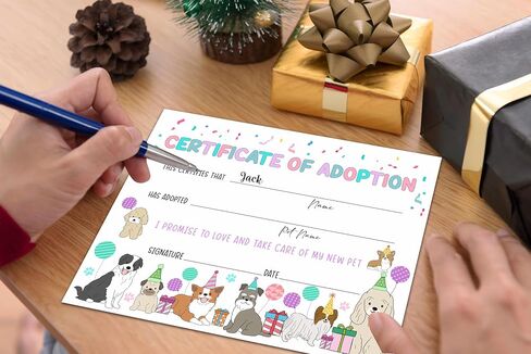 Pet Adoption Certificate, Vintage Animal Certificates of Adoption, Adoption Gifts for Cat Dog Birthday Parties, Adopting A Pet Party Favors Supplies, 10 Pcs Adoption Certificates -01 in Kuwait