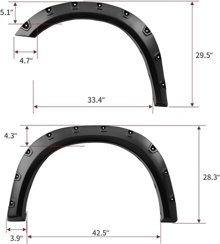 YITAMOTOR Fender Flares, Compatible with 2019-2023 Ram 1500 Double & Crew Cab(Excludes Rebel), Pickup Front Rear Wheels Smooth Pocket-Rivet Wheel 4PCS in Kuwait