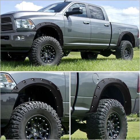 YITAMOTOR Fender Flares, Compatible with 2019-2023 Ram 1500 Double & Crew Cab(Excludes Rebel), Pickup Front Rear Wheels Smooth Pocket-Rivet Wheel 4PCS in Kuwait