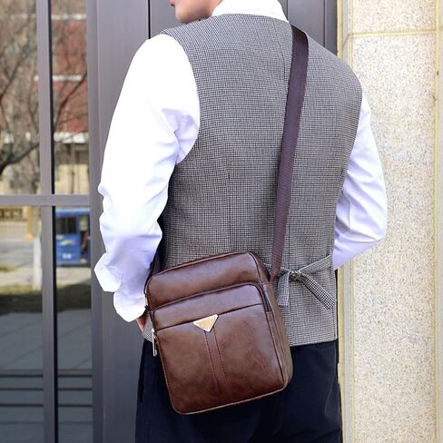 Small Leather Messenger Bag Chest Bag Travel Bag, Mini Crossbody Bag Shoulder Bag for Men Women Purse Satchel Bag in Saudi Arabia