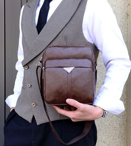 Small Leather Messenger Bag Chest Bag Travel Bag, Mini Crossbody Bag Shoulder Bag for Men Women Purse Satchel Bag in Saudi Arabia