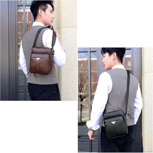 Small Leather Messenger Bag Chest Bag Travel Bag, Mini Crossbody Bag Shoulder Bag for Men Women Purse Satchel Bag in Saudi Arabia