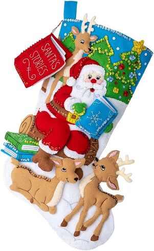Bucilla Felt Applique 18" Stocking Making Kit, Story Time Santa, Perfect for DIY Arts and Crafts, 89482E in Saudi Arabia