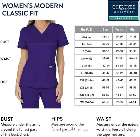 Cherokee Women's Scrub Set Mock Wrap Top with Princess Seams WW610 Mid Rise Tapered Leg Elastic Waist Drawstring Pant WW105, Grape- M Top/M Pant in Saudi Arabia
