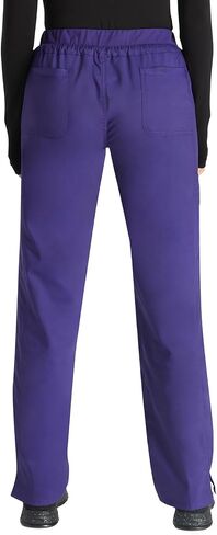 Cherokee Women's Scrub Set Mock Wrap Top with Princess Seams WW610 Mid Rise Tapered Leg Elastic Waist Drawstring Pant WW105, Grape- M Top/M Pant in Saudi Arabia