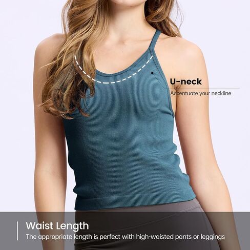 BAMBOO COOL Women's Seamless Tank Top Moisture-Wicking Workout Ribbed Camisoles U-Neck Camis 3-Pack in Kuwait