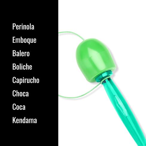Perinola venezolana (Green). AKA: Bolero, Balero, Capirucho, Choca, Coca, Emboque, Kendama. Similar to Cup-and-Ball., Verde/Verde in Saudi Arabia