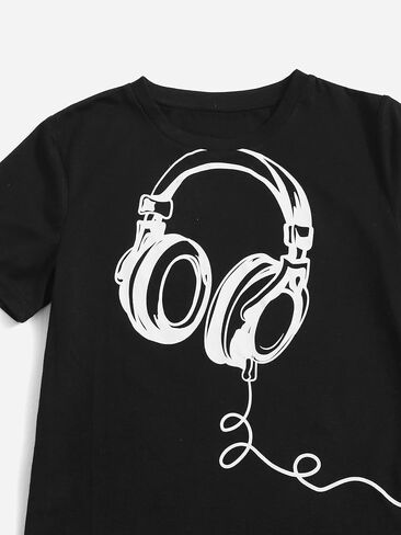 GORGLITTER Boy's 2 Piece Outfits Graphic Print Short Sleeve Tee Shirt Drawstring Waist Pants Set in Saudi Arabia