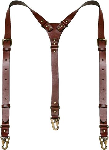 Leather Suspenders for Men Heavy Duty Y Back Adjustable Solid Brace Men's Big & Tall Suspenders for Dress Pants in Saudi Arabia