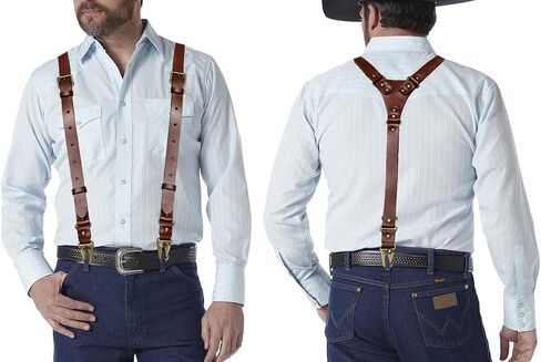 Leather Suspenders for Men Heavy Duty Y Back Adjustable Solid Brace Men's Big & Tall Suspenders for Dress Pants in Saudi Arabia
