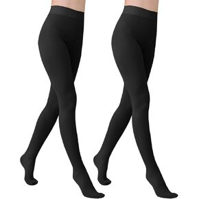 YAGAXI Fleece Lined Opaque Tights for Women - 2 Pairs 200D Warm Winter Pantyhose with Control Top