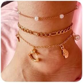 Initial Charm Anklets For Women Shell Letter Anklets Set Gold Charms Pendant Boho Summer Seashell Beach 14k Jewelry for Women Gift