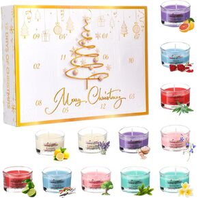 12 Days Christmas Advent Calendar 2024 Scented Candles Gift for Women Adult Christmas Countdown Calendar with Assorted Scented Candle 1 oz Soy Wax Candles