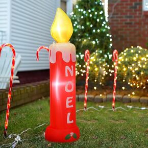 39 Inch Lighted Noel Candle Christmas Light-up Noel Candle, Illuminated with Cord and LED Light Included, Ideal Decor for Home, Yard, Lawn, Indoor and Outdoor, Red