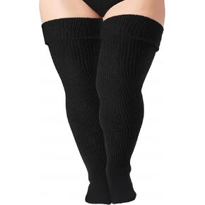 Tavaleu Plus Size Thigh High Socks for Thick Thighs - Womens Extra Long & Thick Over the Knee Knit High Socks Leg Warmers