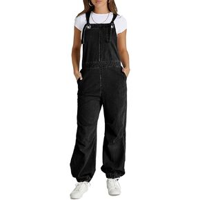Cicy Bell Womens Baggy Denim Overalls Loose Fit Lantern Jogger Leg Jean Jumpsuit with Pockets