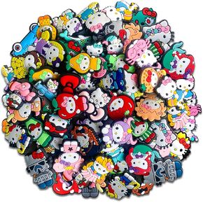 40Pcs Cute Cat Charms for Shoe, Cartoon Cat Shoe Charms for Croc Clogs Sandals Decoration