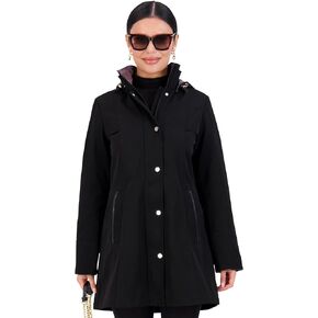 Jones NY Two-Tone Womens Jacket with Removable Hood, Long Winter Coats for Women