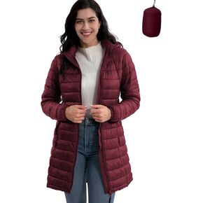 ZMC Packable Women Puffer Coat, Lightweight Water-Resistant Puffer Jacket Detachable Hood Slim-Fit Winter Coat for Women