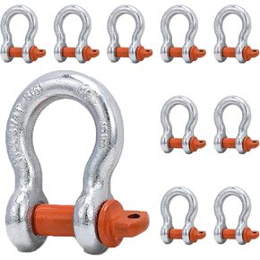 Leero 5/8" D Ring Shackles, 3.25 tons (7,165 Lbs) Working Load Limit, Clevis Shackle with 3/4" Alloy Screw Pin, Heavy Duty Shackles for Towing, Terrain Vehicle, Jeep, Trailer, Orange (10 Pack)