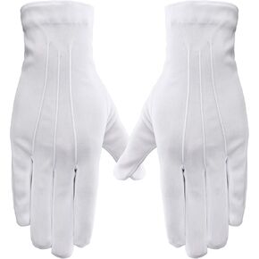 Lusofie 2 Pairs White Gloves Multi-function Cotton gloves Long White Gloves With Snaps For Waiter Santa Claus Police Uniform Halloween Costume Decorations.