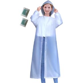 2Pack Poncho. Equipped with waterproof shoe covers. Non disposable and reusable portable adult Raincoats.Clear Rain Jacket