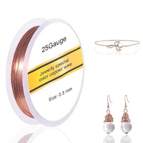 29Gauge Copper Wire for Jewelry Making, Pure Copper Wire Bendable Thin Jewelry Wire, Rose Gold Beading Wire Craft Wire Resilient for Gardening Earrings Pendants DIY Crafts (1Roll, 49 FT)