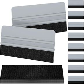 10 Pack Vinyl Wrap Squeegee Tool 6 Inch Felt Edge Squeegee Window Film Tint Squeegee Decal Applicator Scraper Tool Wallpaper Smoothing Tool with 10 Pcs Black Felt Fabric