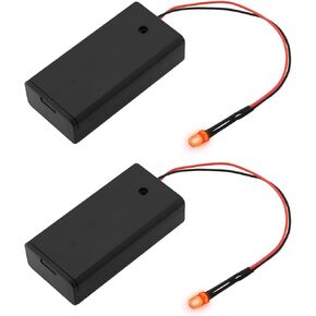 Pack of 2 5mm Red LED Alarm Fake Alarm with Pre-wired Battery Holder for Cars Boats Motorcycle Garage, AA Batteries not Included