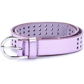 Girls Stars Perforated Mettalic Leather Belt - Ages (4-7Y) (8-14Y)